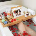 Bamboo Bath Caddy Tray Bathtub Verstelbare badplaat